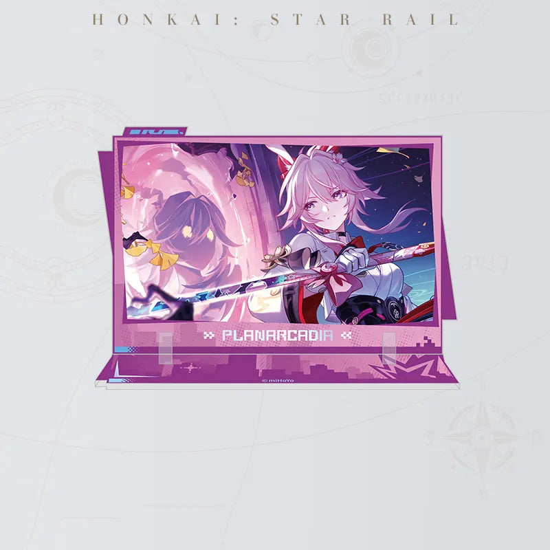 Honkai: Star Rail Evanescia Hidden Side acrylic standee featuring character artwork with a sword and shadowy figure