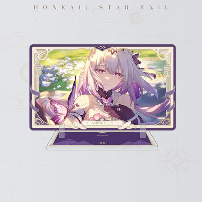 Honkai: Star Rail Castorice acrylic standee featuring lavender-haired character artwork with butterfly details