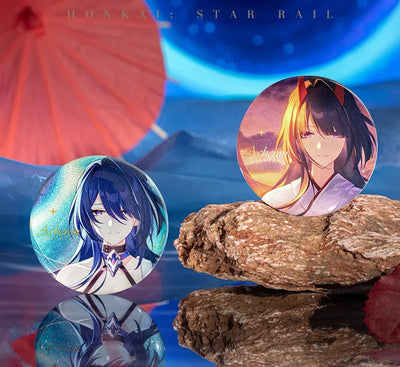 Honkai: Star Rail The Memories We Share Series badge set featuring Aventurine and Kakavasha