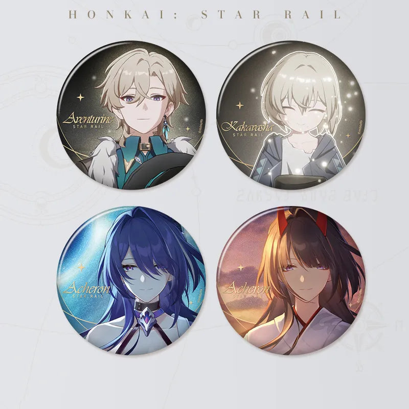 Honkai: Star Rail The Memories We Share Series collectible badge sets featuring Aventurine and Acheron