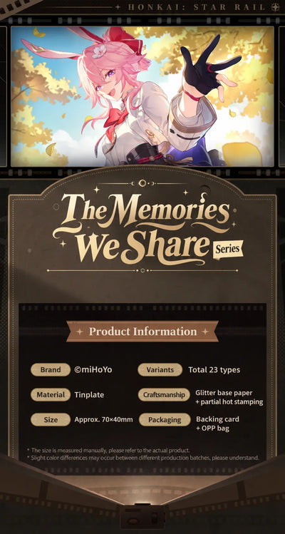 The Memories We Share Series tinplate badge product information and specifications
