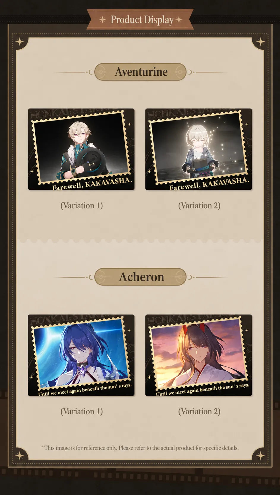 Acheron and Aventurine lenticular fridge magnets showing character artwork changes from different viewing angles