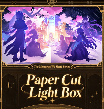 The Memories We Share Series paper cut light box product specifications, dimensions, materials, and package contents