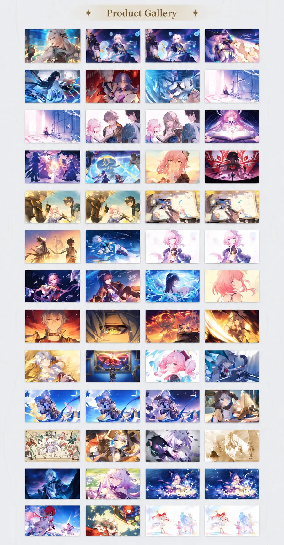 Honkai: Star Rail Vol. 3 postcard collection featuring character illustrations arranged in a gallery