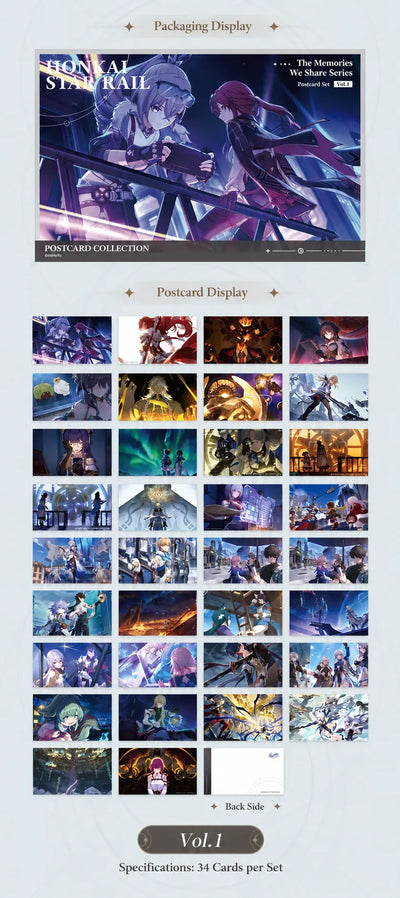 Honkai: Star Rail Vol. 1 postcard collection featuring Silver Wolf and Kafka packaging and character artwork