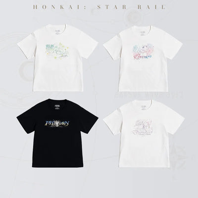 Honkai: Star Rail The Memories We Share Series short-sleeve T-shirts featuring Firefly, Cyrene, Phainon, and Castorice