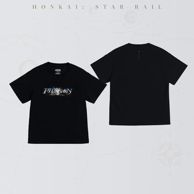 Honkai: Star Rail Phainon black short-sleeve T-shirt featuring character portrait and metallic-style lettering