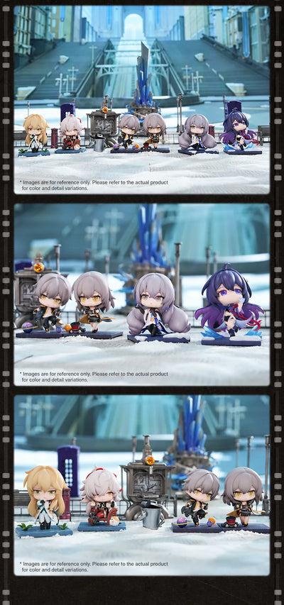 Honkai: Star Rail Time to Depart Chibi Figures in individual display scenes