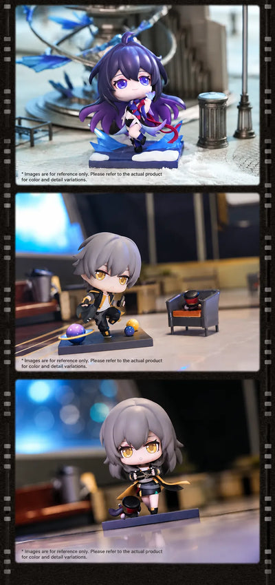Honkai: Star Rail Time to Depart Chibi Figures arranged together in a themed group display