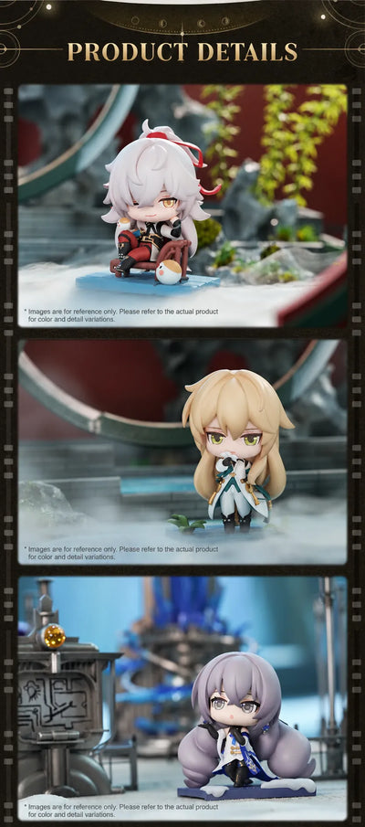 Honkai: Star Rail Time to Depart Chibi Figures displayed in detailed themed scenes
