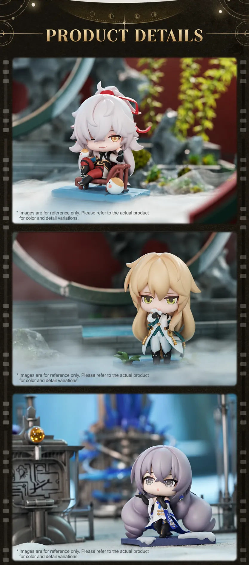 Honkai: Star Rail Time to Depart Chibi Figures displayed in detailed themed scenes