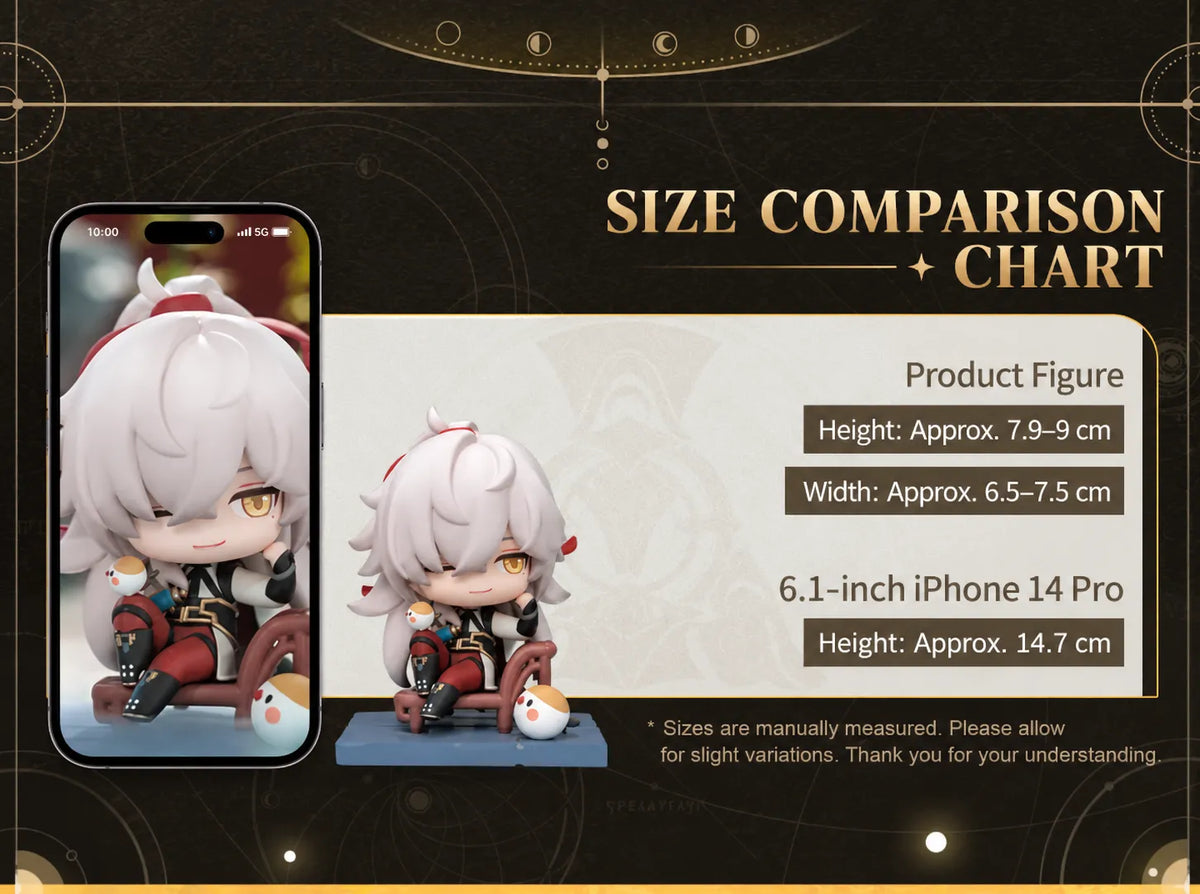 Honkai: Star Rail Time to Depart Chibi Figure size comparison with iPhone 14 Pro