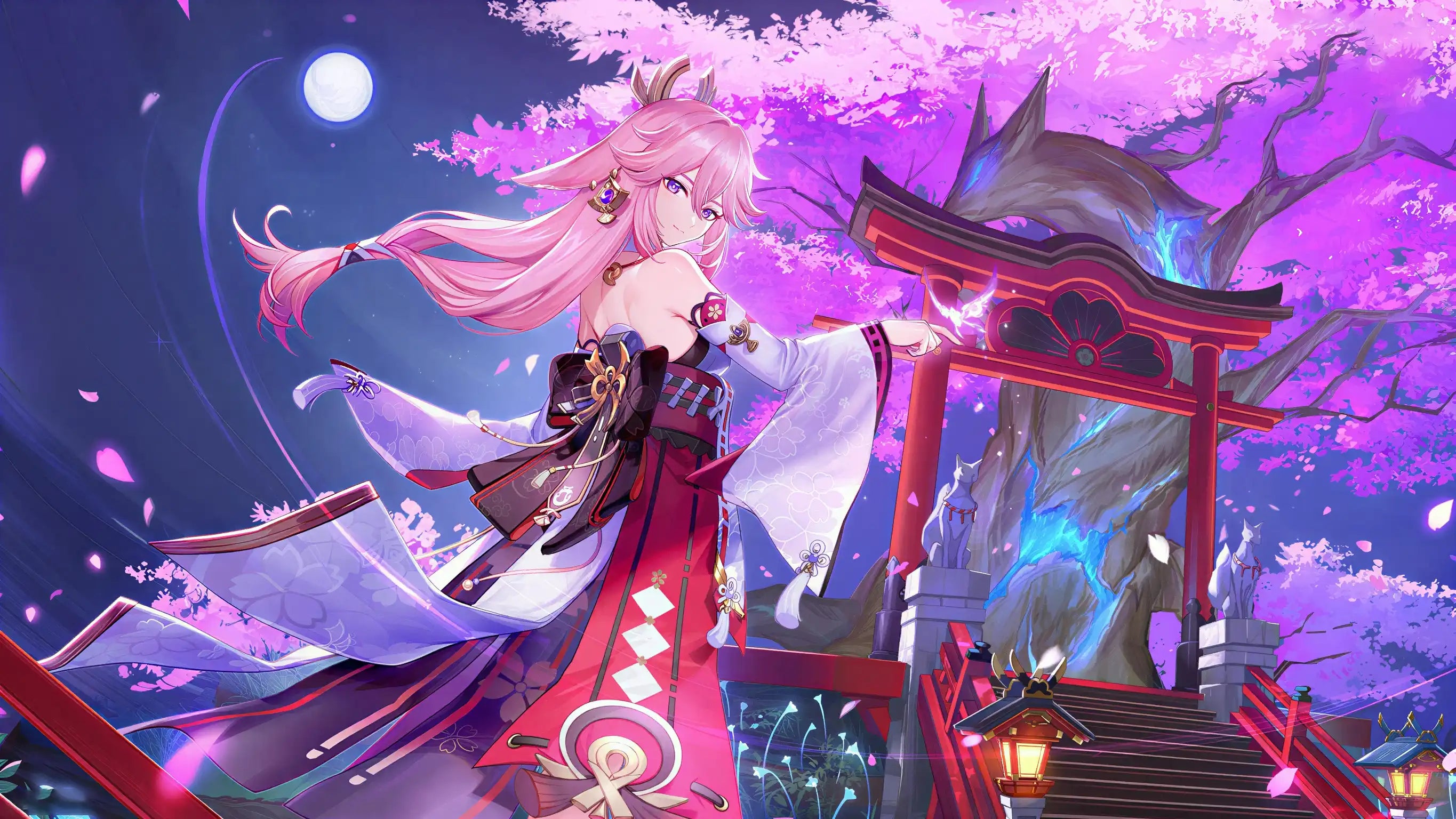 Genshin Impact Yae Miko themed background image for checkout page