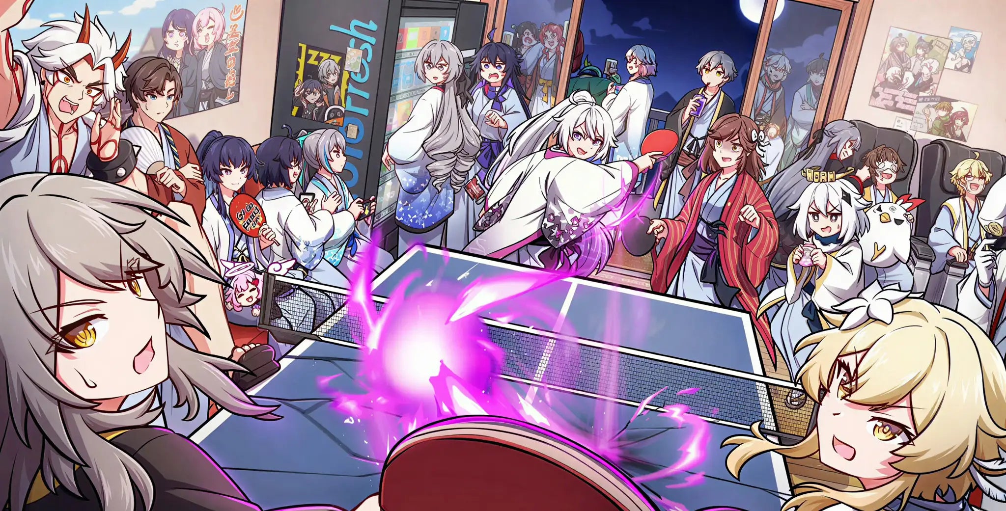 HoYoverse characters from Genshin Impact Honkai Star Rail Zenless Zone Zero Honkai Impact 3rd and Tears of Themis featured together in a home page banner