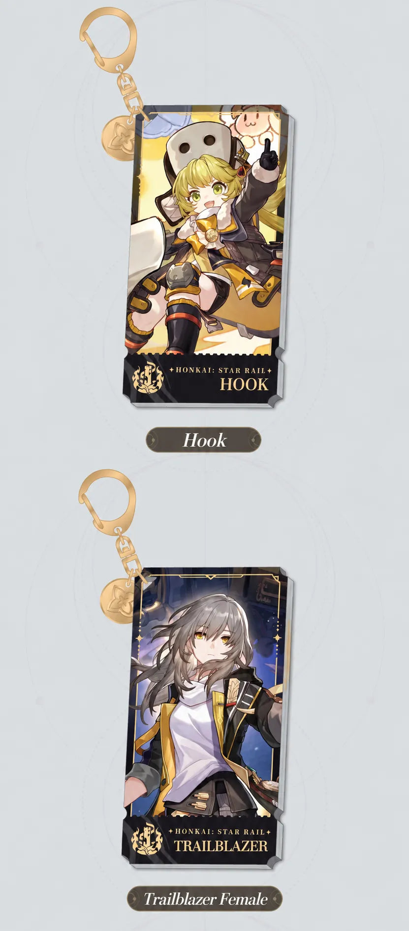 Hook and Trailblazer Female Character Artwork Series Destruction Acrylic Charm details