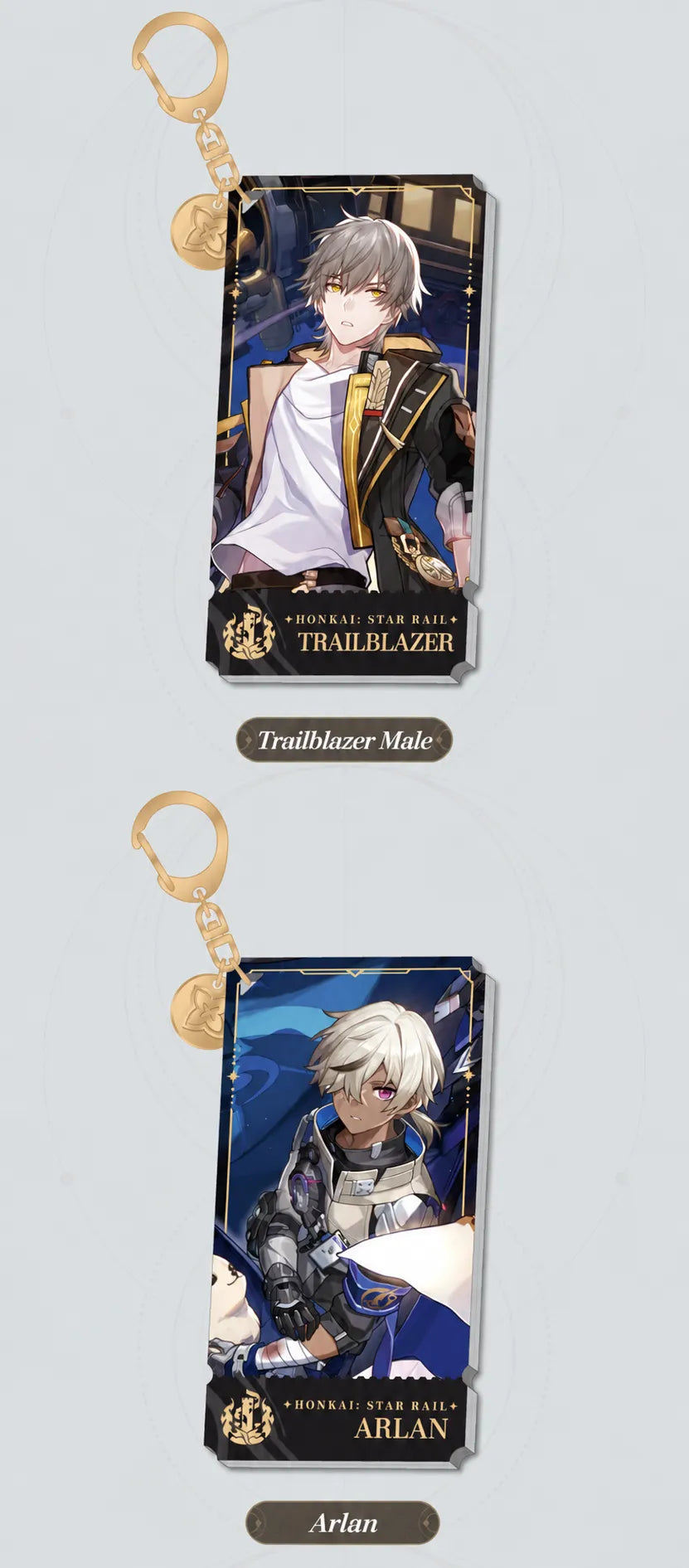 Trailblazer Male and Arlan Character Artwork Series Destruction Acrylic Charm details