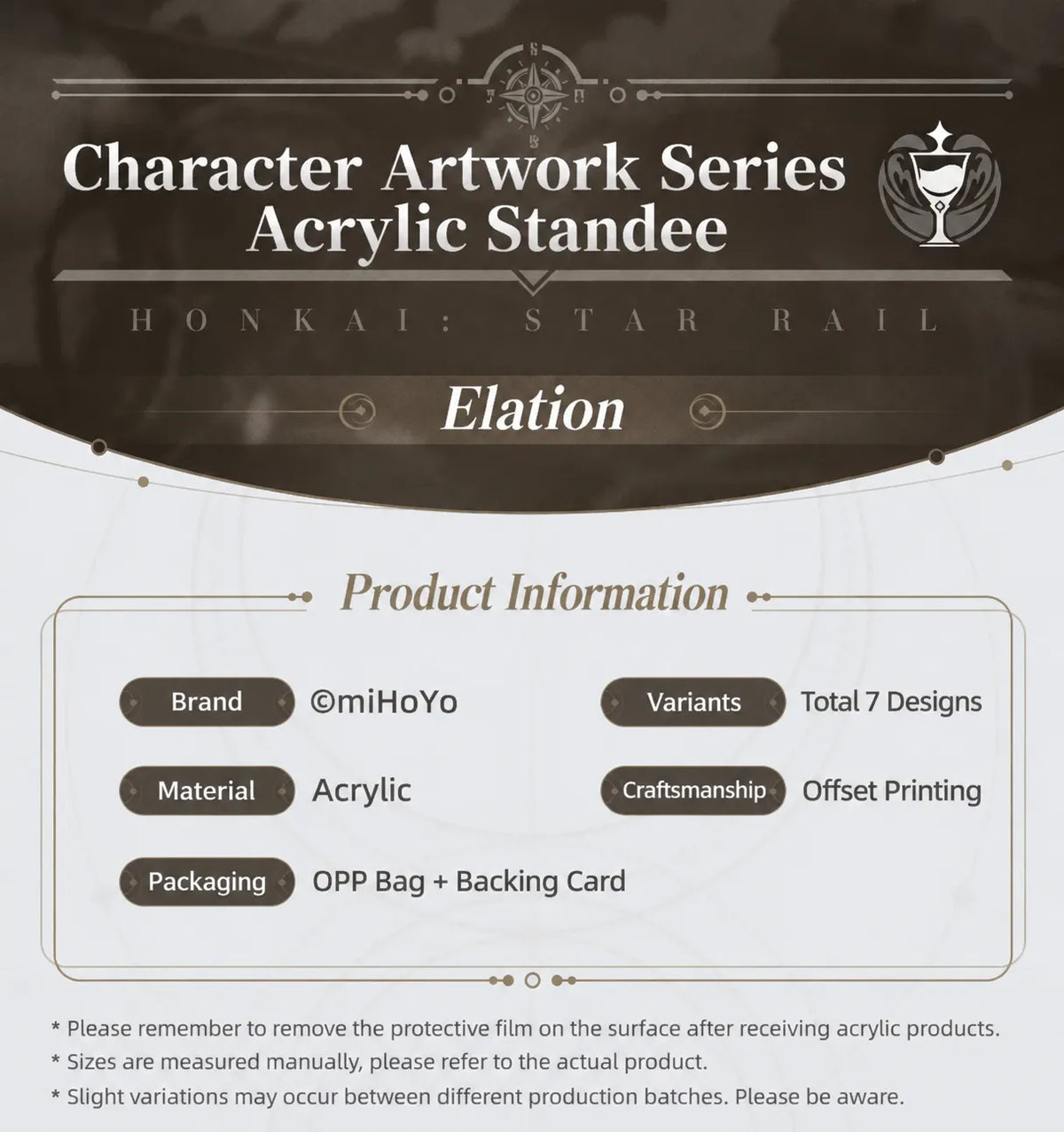 Honkai: Star Rail Elation Acrylic Standee product information and specifications