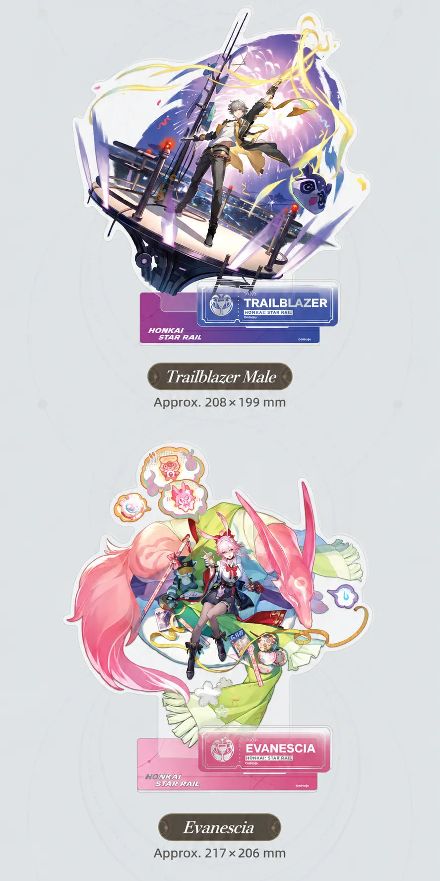Trailblazer Male and Evanescia Character Artwork Series Elation Acrylic Standee details