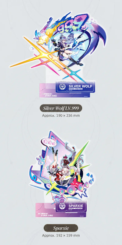 Silver Wolf LV.999 and Sparxie Character Artwork Series Elation Acrylic Standee details