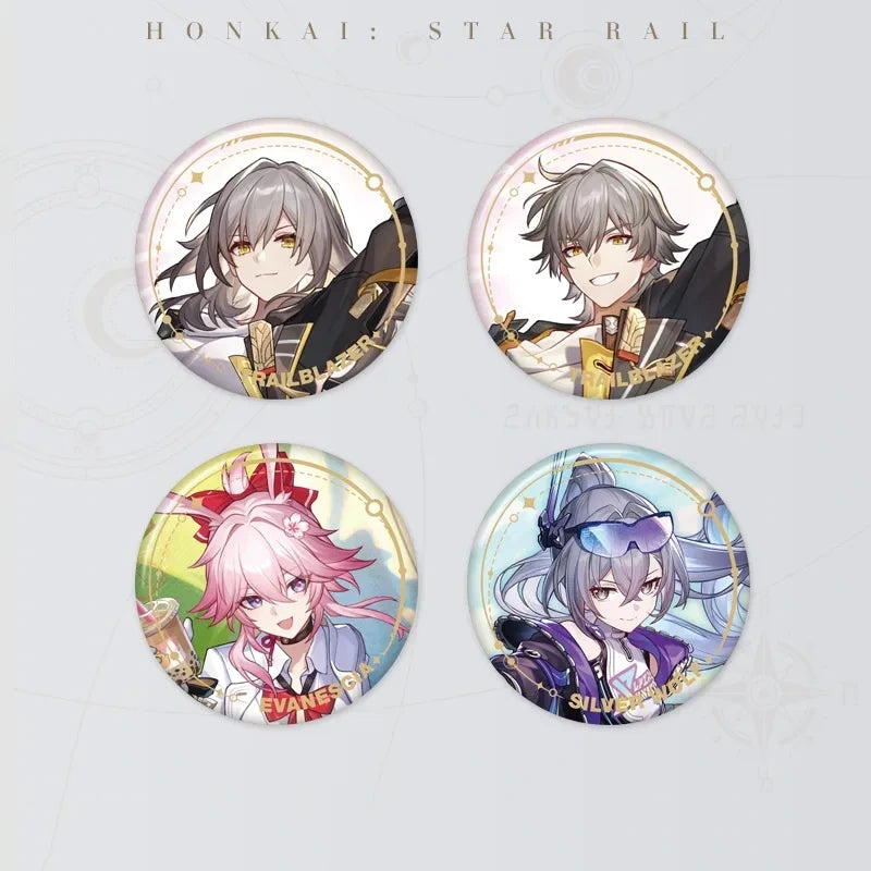 Honkai: Star Rail Character Artwork Series Elation Tinplate Badges with partial gold foil details