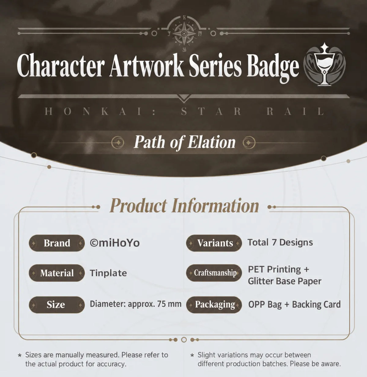 Honkai: Star Rail Elation Tinplate Badge product information and specifications
