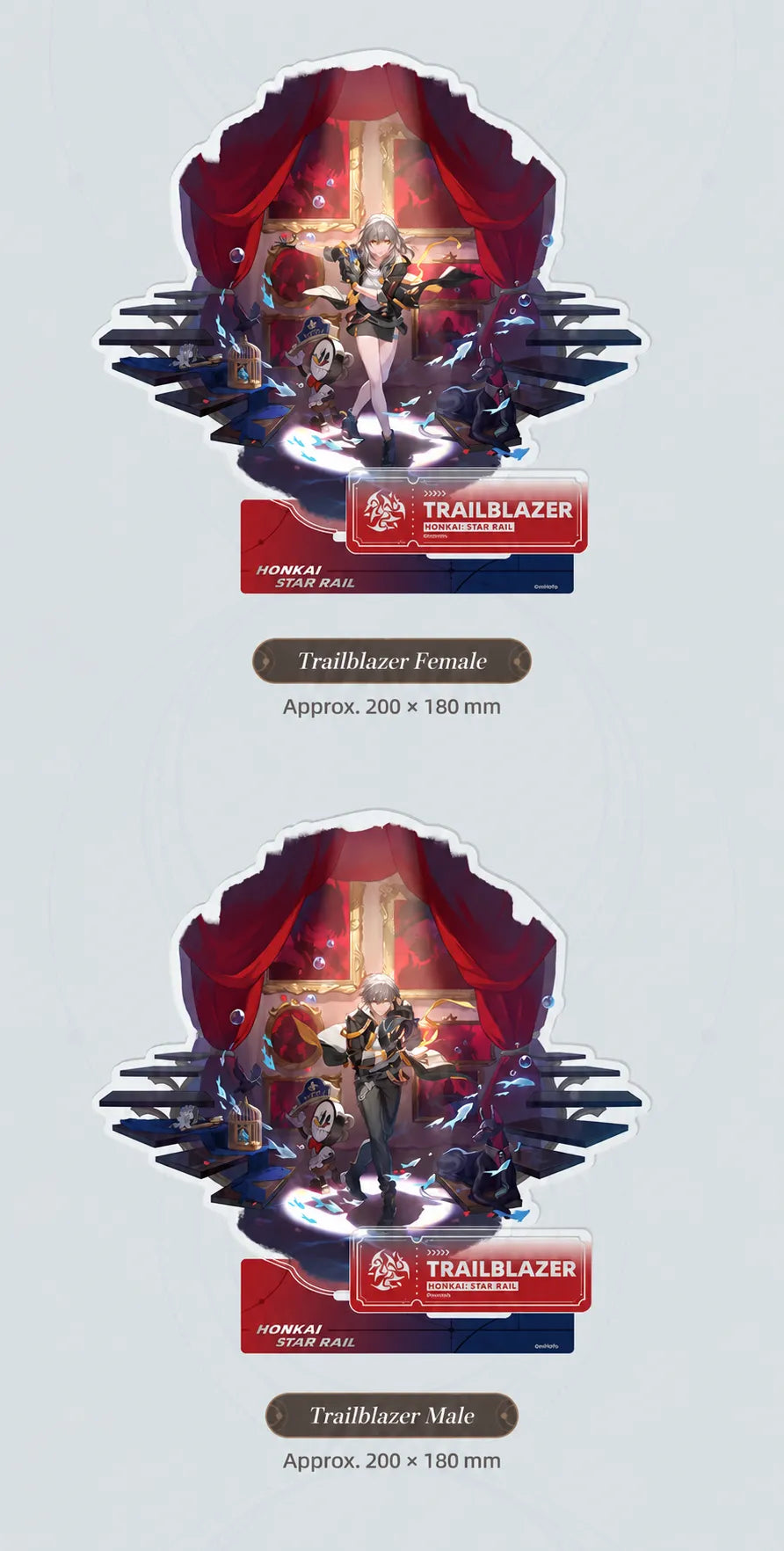Trailblazer Female and Trailblazer Male Character Artwork Series Harmony Acrylic Standee details