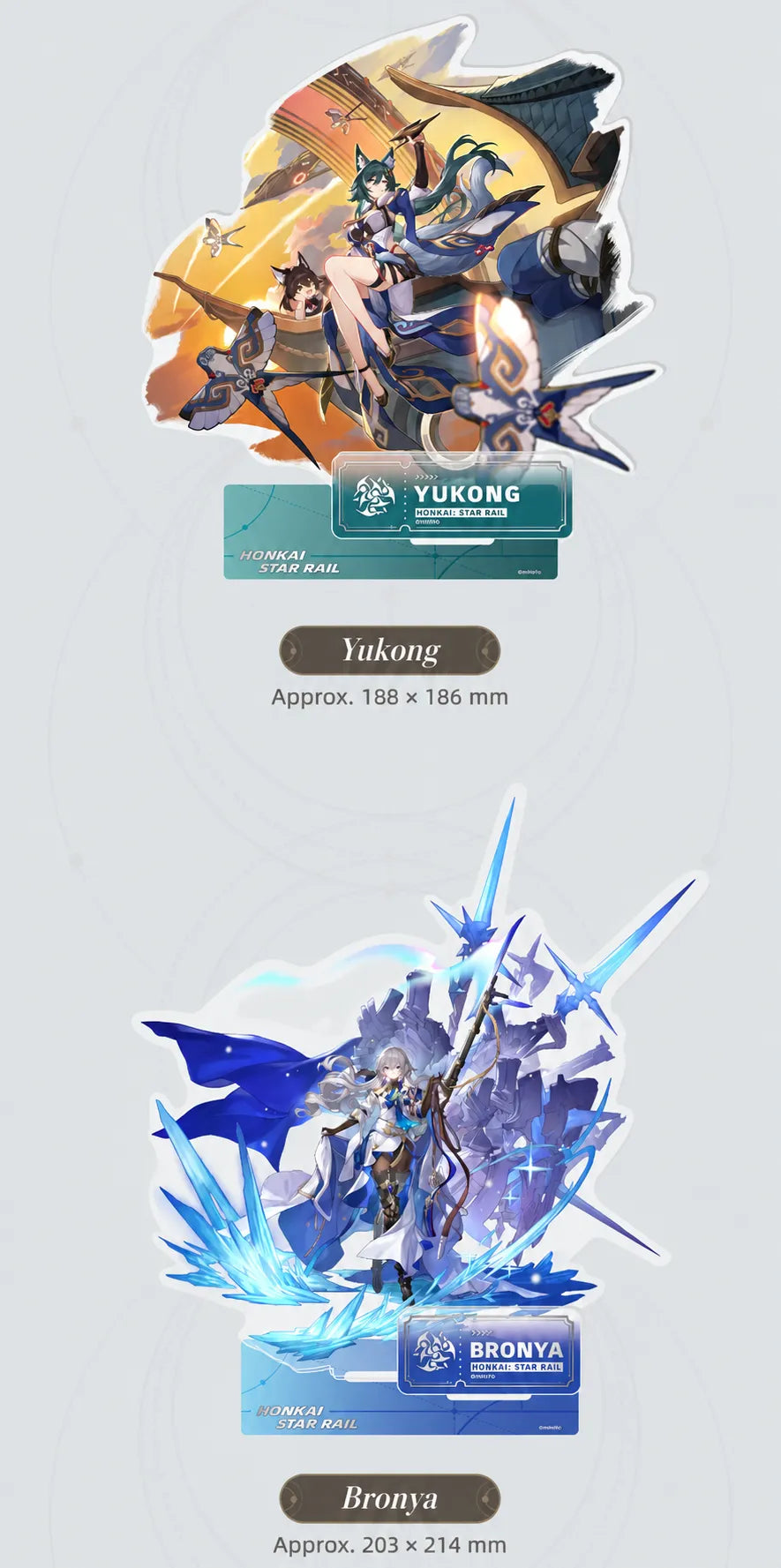 Yukong and Bronya Character Artwork Series Harmony Acrylic Standee details