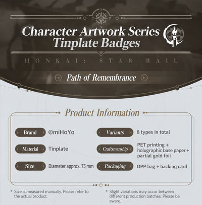 Honkai: Star Rail Remembrance Tinplate Badge product information and specifications