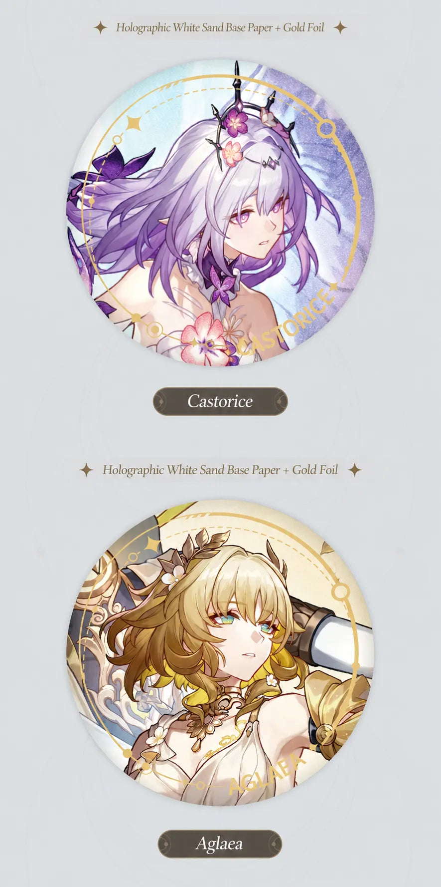 Castorice and Aglaea Remembrance Tinplate Badge details