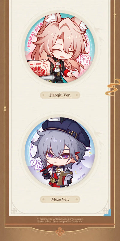 Honkai: Star Rail Time to Feast! chibi tinplate badge details