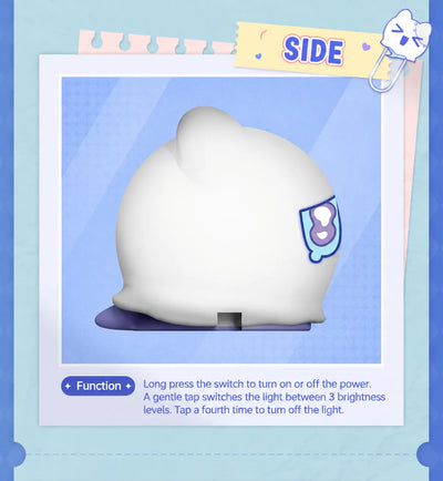 Wubbaboo Tap Night Light side view and brightness controls