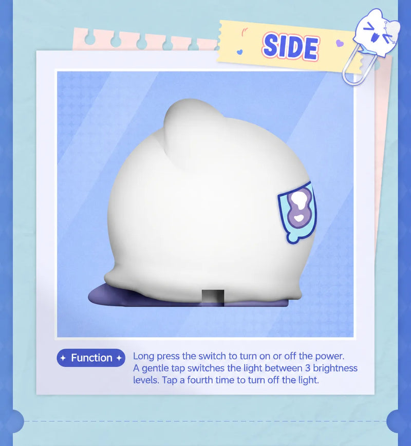 Wubbaboo Tap Night Light side view and brightness controls