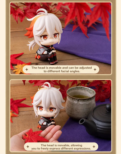 Genshin Impact Kazuha chibi figure displayed with autumn maple leaf decor