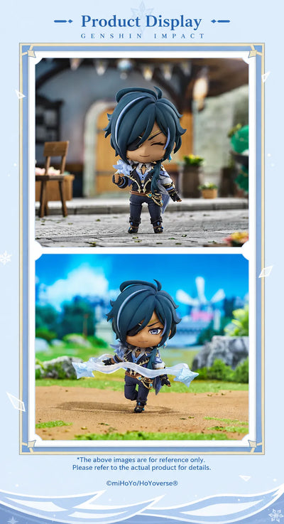 Kaeya Nendoroid displayed in themed Mondstadt-inspired scenes