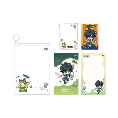 Genshin Kinich Immernachtreich Reverie Series stationery gift set featuring themed notebook card set