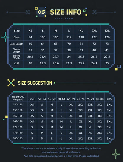 Genshin Impact Kinich Themed Impression Series Polo Shirt size chart