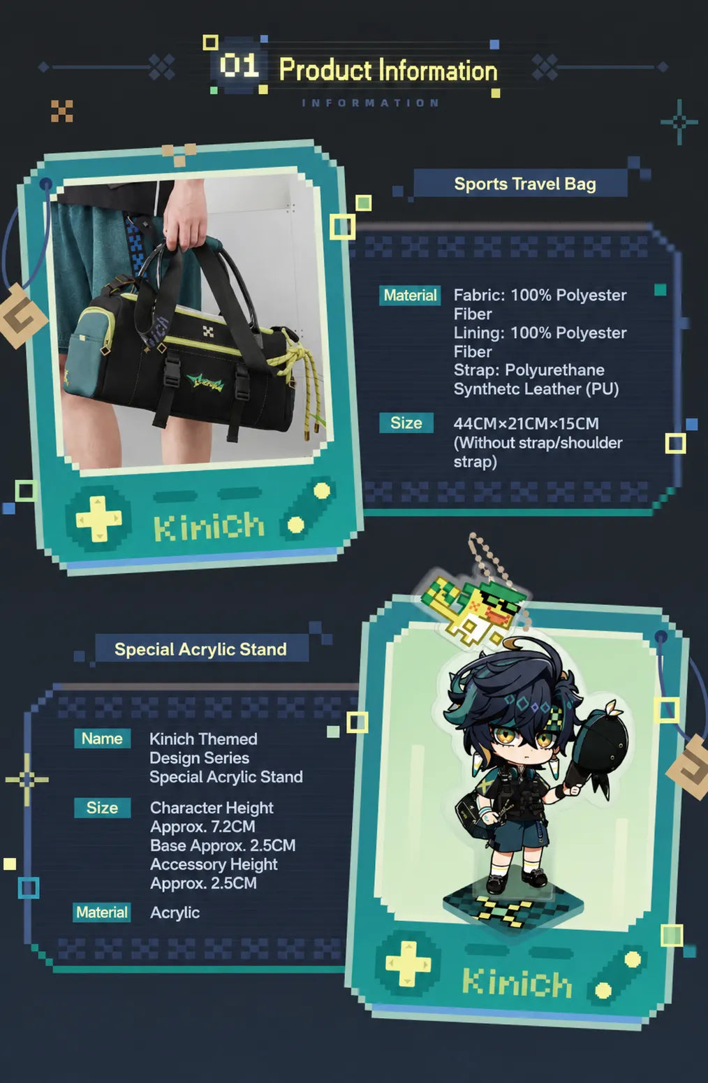 Kinich themed sports travel bag overall appearance