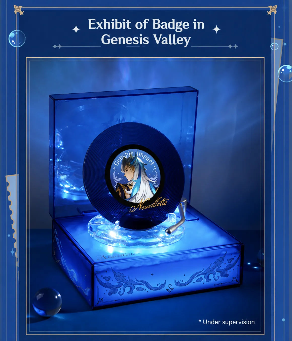 Genshin Impact Neuvillette Speaker badge display and collectible design details