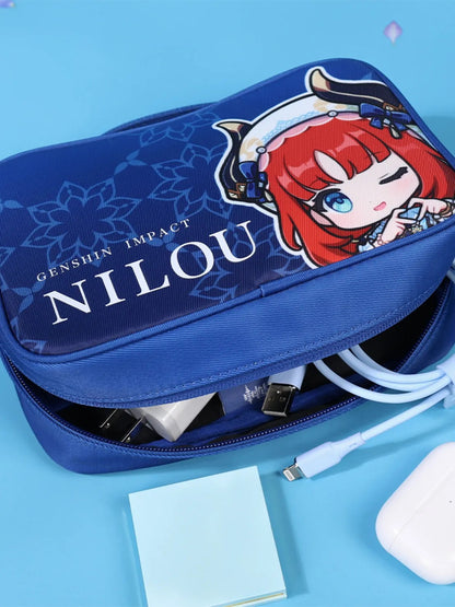 nilou starry series anime merch set including badge pouch mouse pad and laptop bag