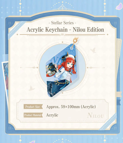 nilou acrylic keychain transparency thickness and print detail