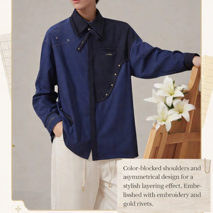 Official Genshin Impact Albedo casual shirt embroidery and fabric detail