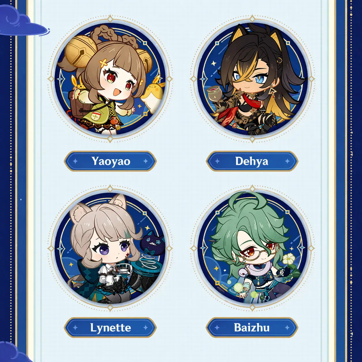 Genshin Impact badge character artwork detail close view