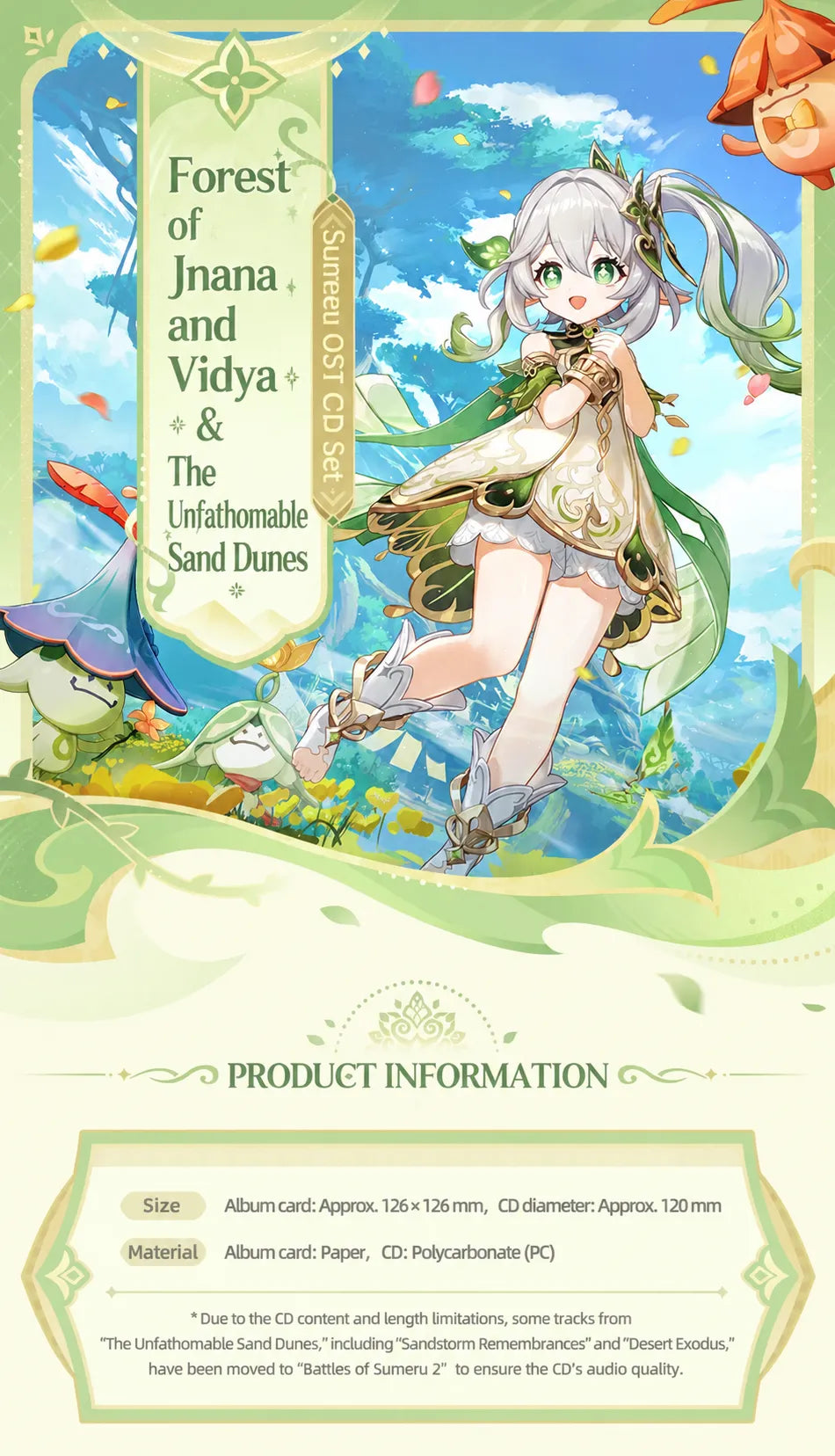 Sumeru Nahida OST CD set with album card and CD specifications