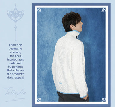 Tartaglia white cable-knit sweater back design with textured knit pattern