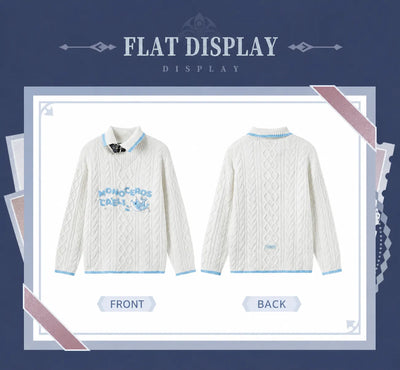 Tartaglia Themed Impression Series knit sweater front and back views