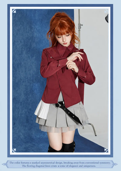 Tartaglia long-sleeve shirt with distinctive asymmetrical collar design