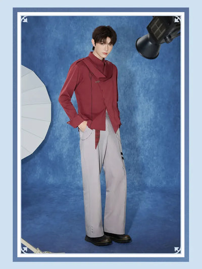 Tartaglia themed long-sleeve shirt collar and neckline details