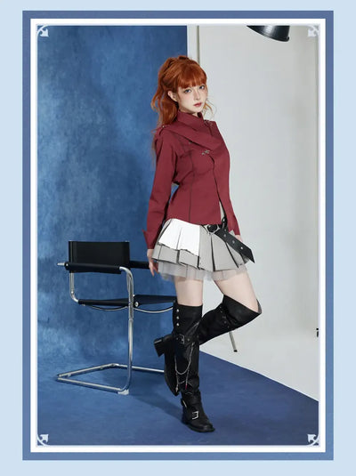 Tartaglia burgundy long-sleeve shirt decorative cuff details