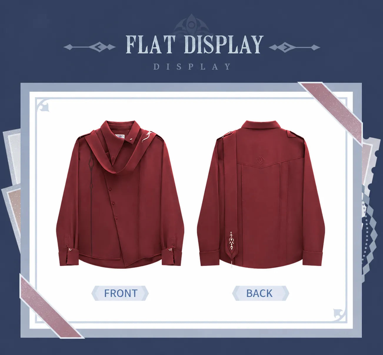 Tartaglia long-sleeve shirt close-up of clasps embroidery collar and cuffs