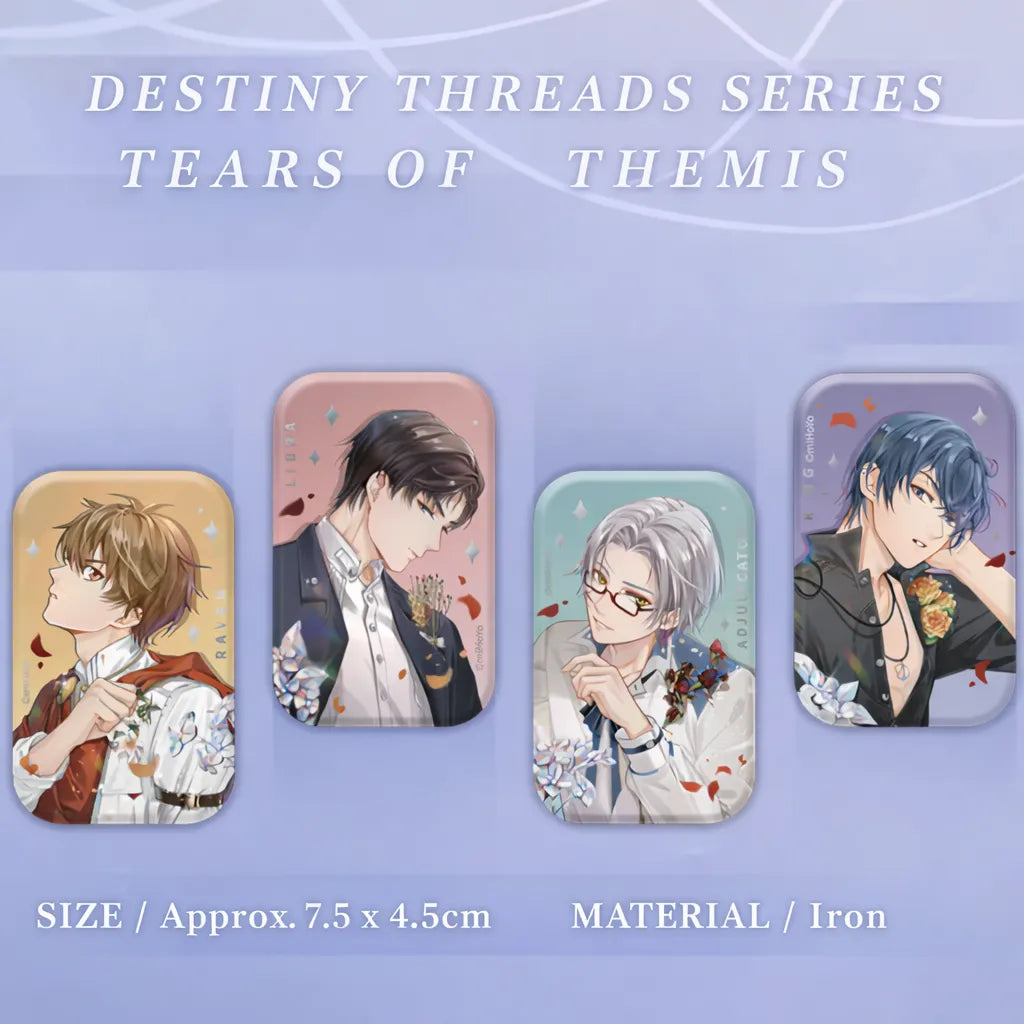 Tears of Themis Destiny Threads Series Square Tinplate Badge Size and Material Details